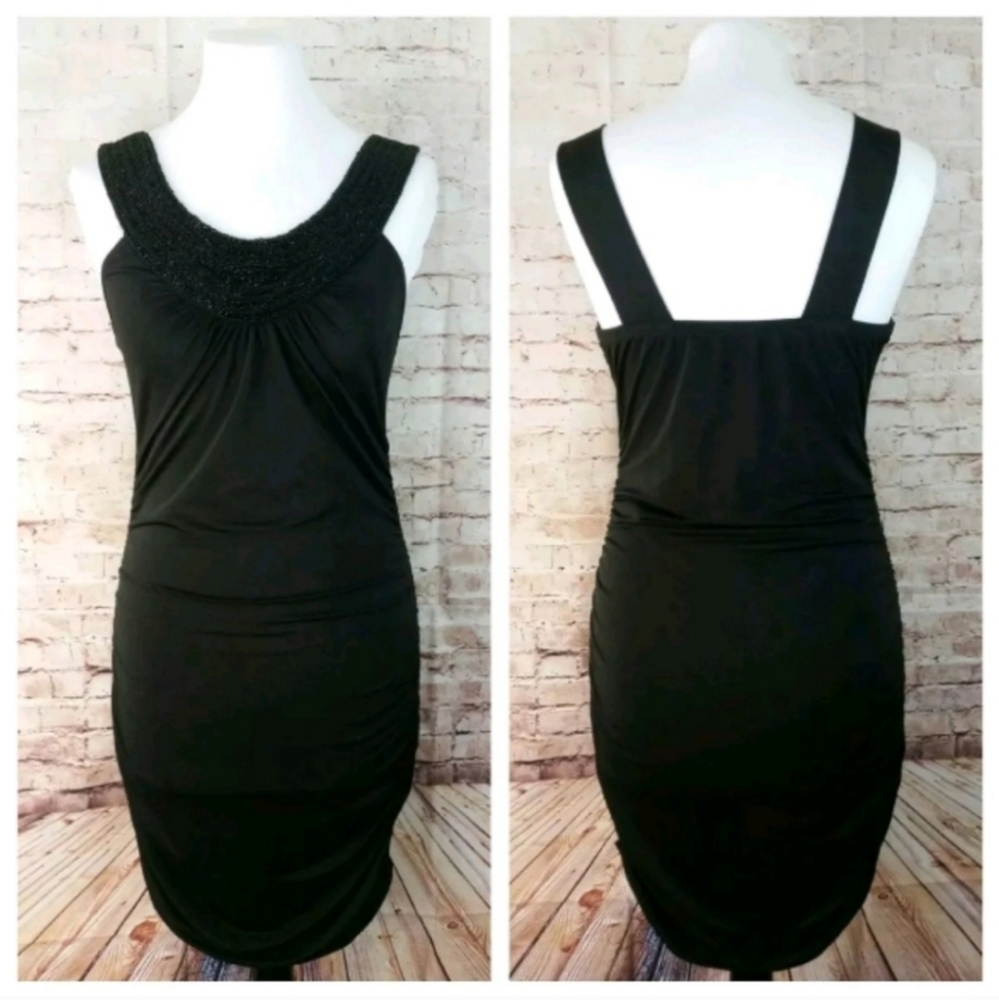 Blu Heaven Jr L Beaded Ruched Sleeveless Dress